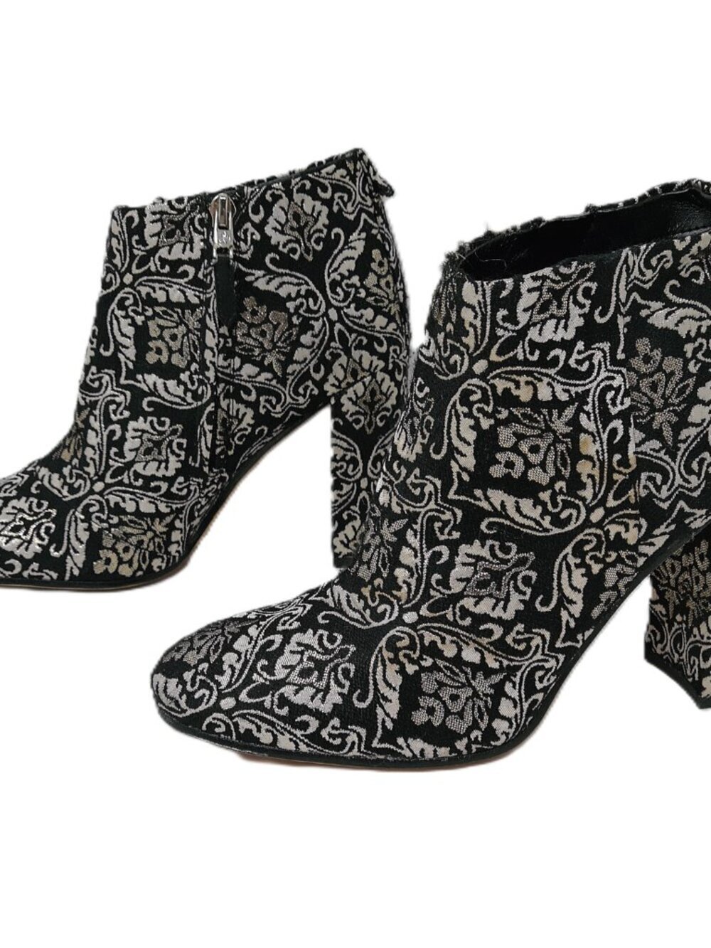 Sam Edelman Black and White Damask Ankle Boots